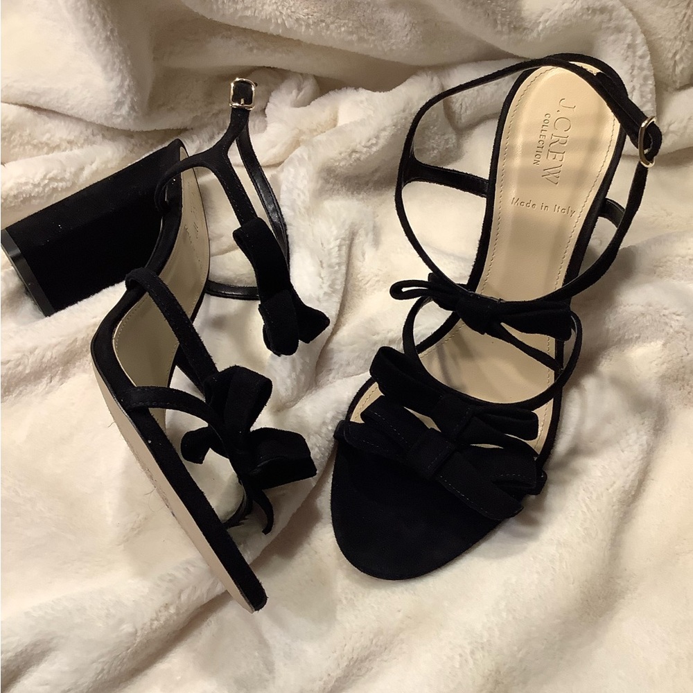 J Crew 3 Bows Heeled Sandals